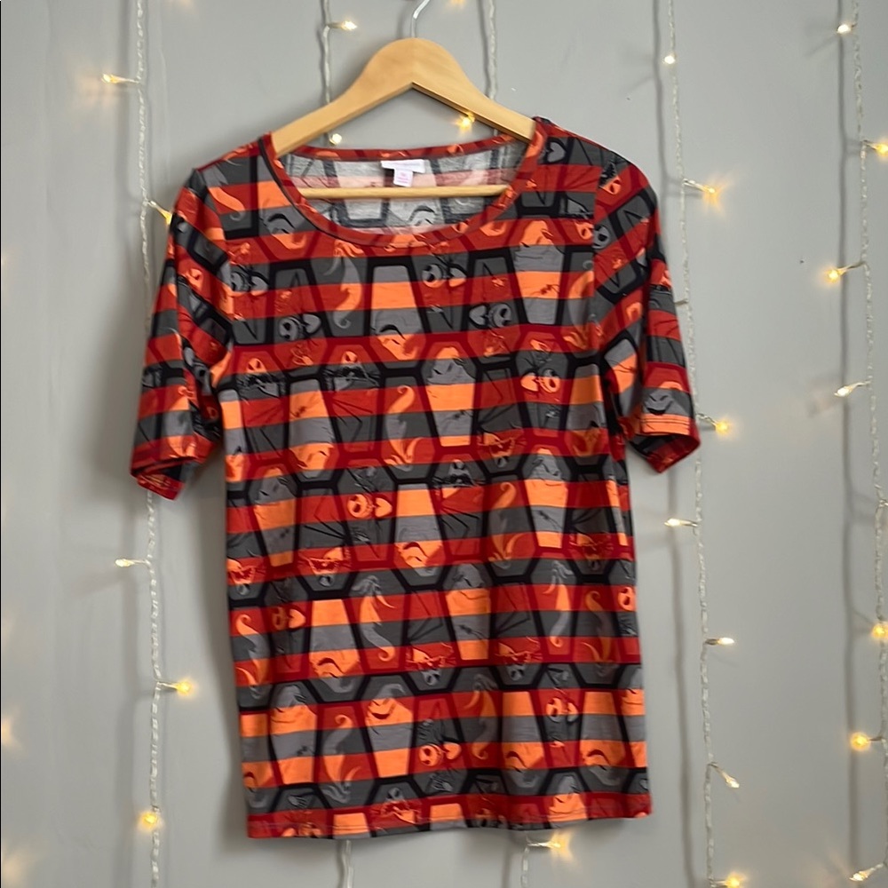 LuLaRoe Striped Halloween Top - Red and Orange